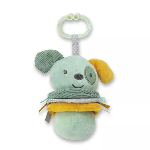 Jucarie de plus, Catelus verde, 16 cm, cu vibratie, zornaitoare, 0 luni+ 1