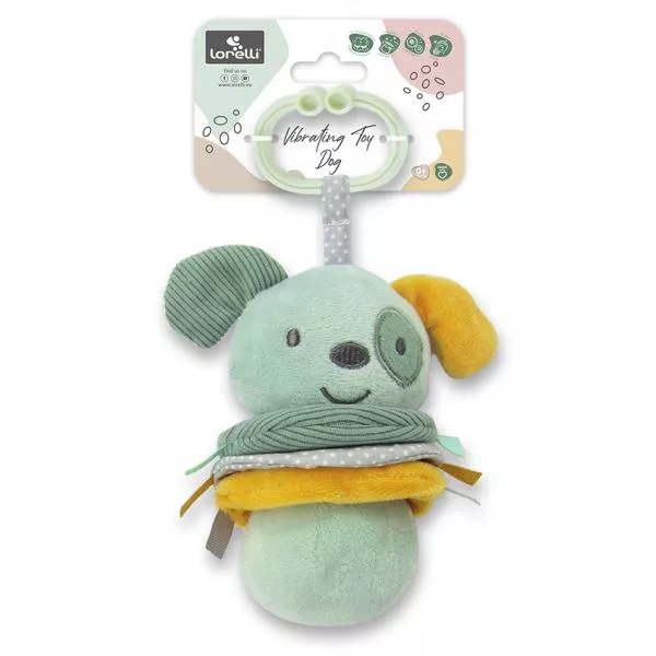 Jucarie de plus, Catelus verde, 16 cm, cu vibratie, zornaitoare, 0 luni+ 2