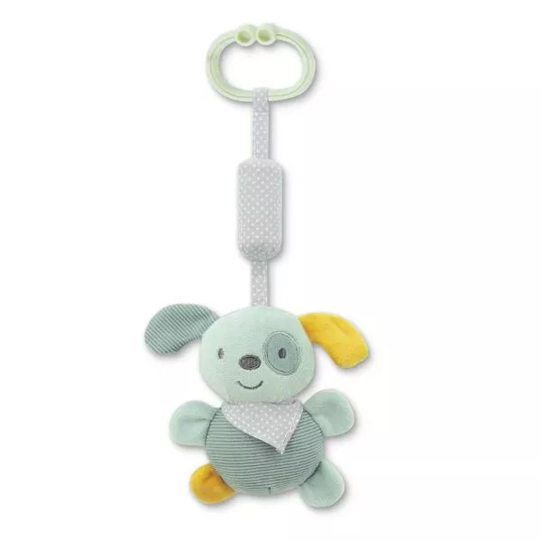 Jucarie de plus, clopotel cu oglinda, Catelus verde, 13 cm, zornaitoare, 0 luni+ 1