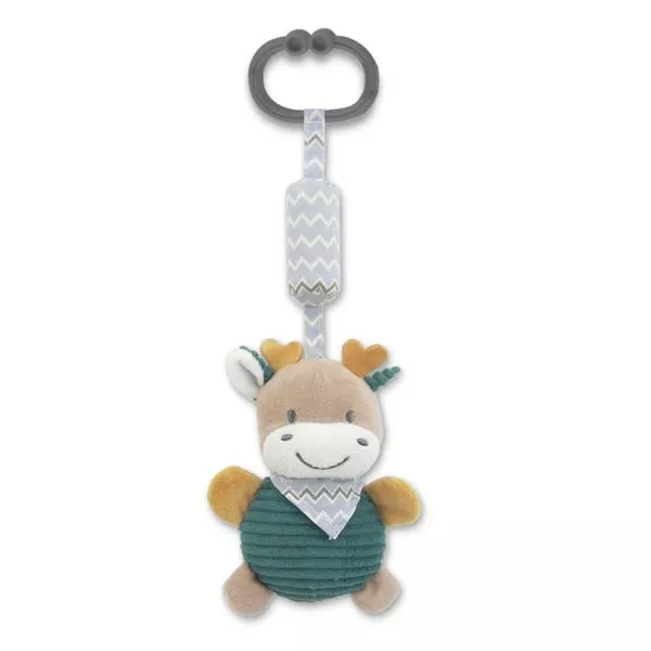 Jucarie de plus, clopotel cu oglinda, Cerb albastru, 13 cm, zornaitoare, 0 luni+ 1