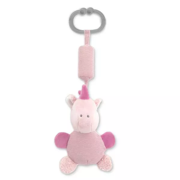 Jucarie de plus, clopotel cu oglinda, Unicorn roz, 13 cm, zornaitoare, 0 luni+ 1