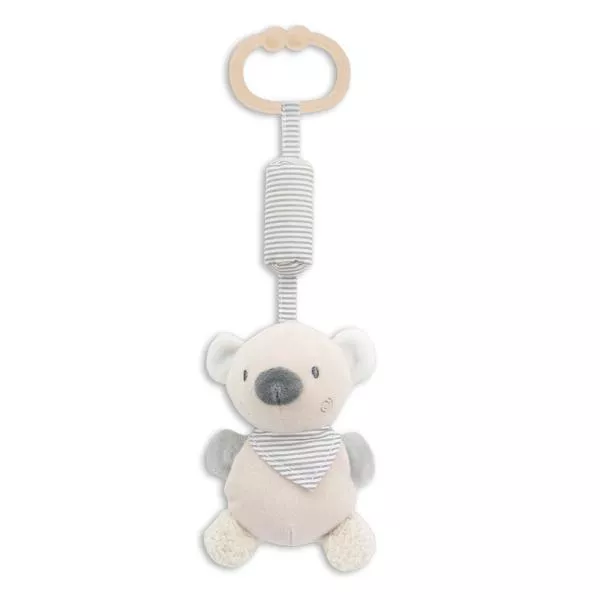 Jucarie de plus, clopotel cu oglinda, Ursulet beige, 13 cm, zornaitoare, 0 luni+ 1