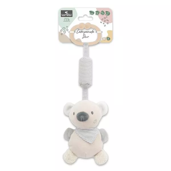 Jucarie de plus, clopotel cu oglinda, Ursulet beige, 13 cm, zornaitoare, 0 luni+ 2