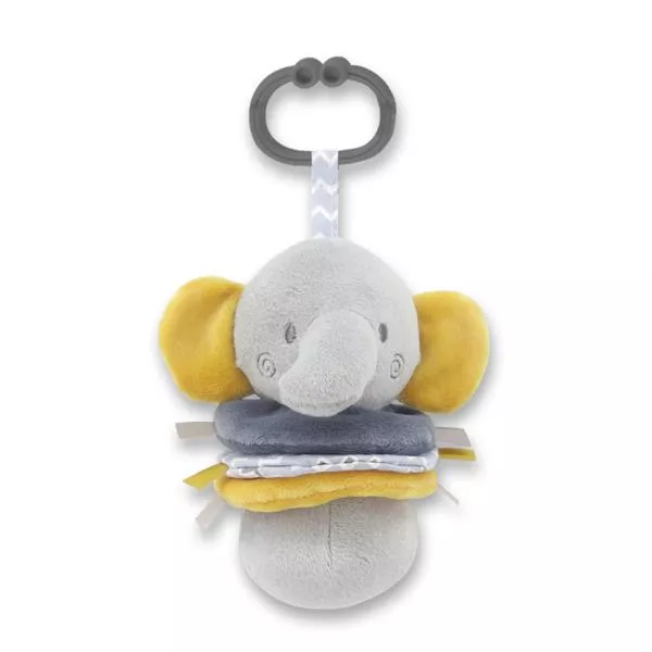 Jucarie de plus, Elefant gri, 16 cm, cu vibratie, zornaitoare, 0 luni+ 1
