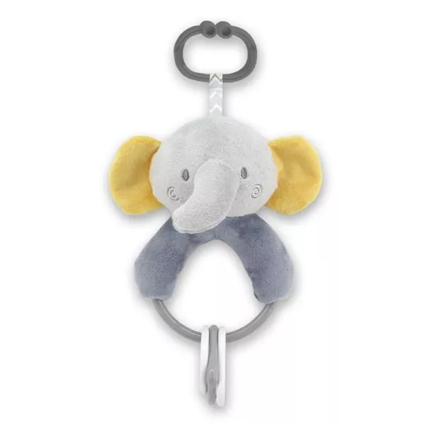 Jucarie de plus, Elefant gri, 20 cm, cu forme geometrice zornaitoare, 0 luni+ 1