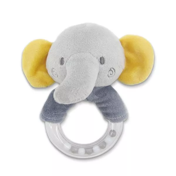 Jucarie de plus, inel, Elefant gri, 11 cm, zornaitoare, 0 luni+ 1