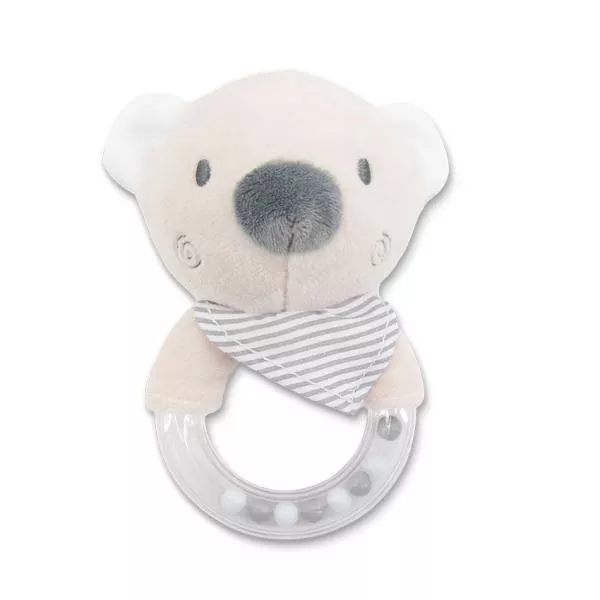 Jucarie de plus, inel, Ursulet beige, 11 cm, zornaitoare, 0 luni+ 1