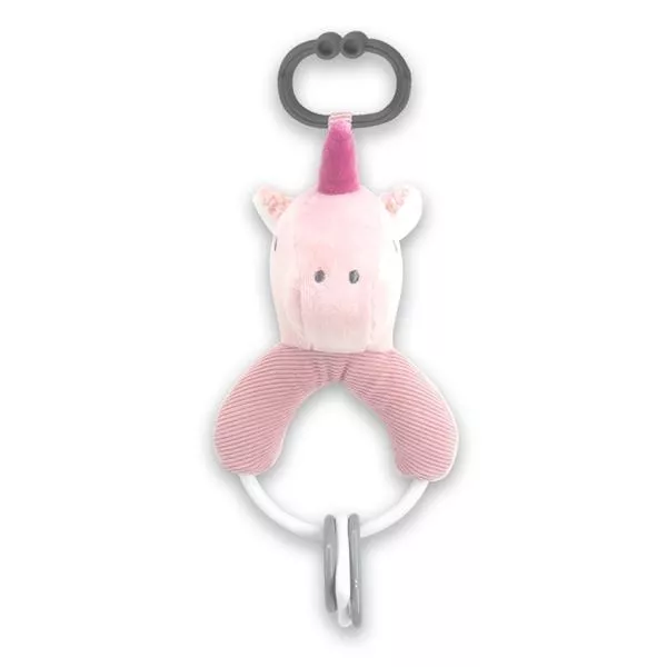 Jucarie de plus, Unicorn roz, 20 cm, cu forme geometrice zornaitoare, 0 luni+ 1