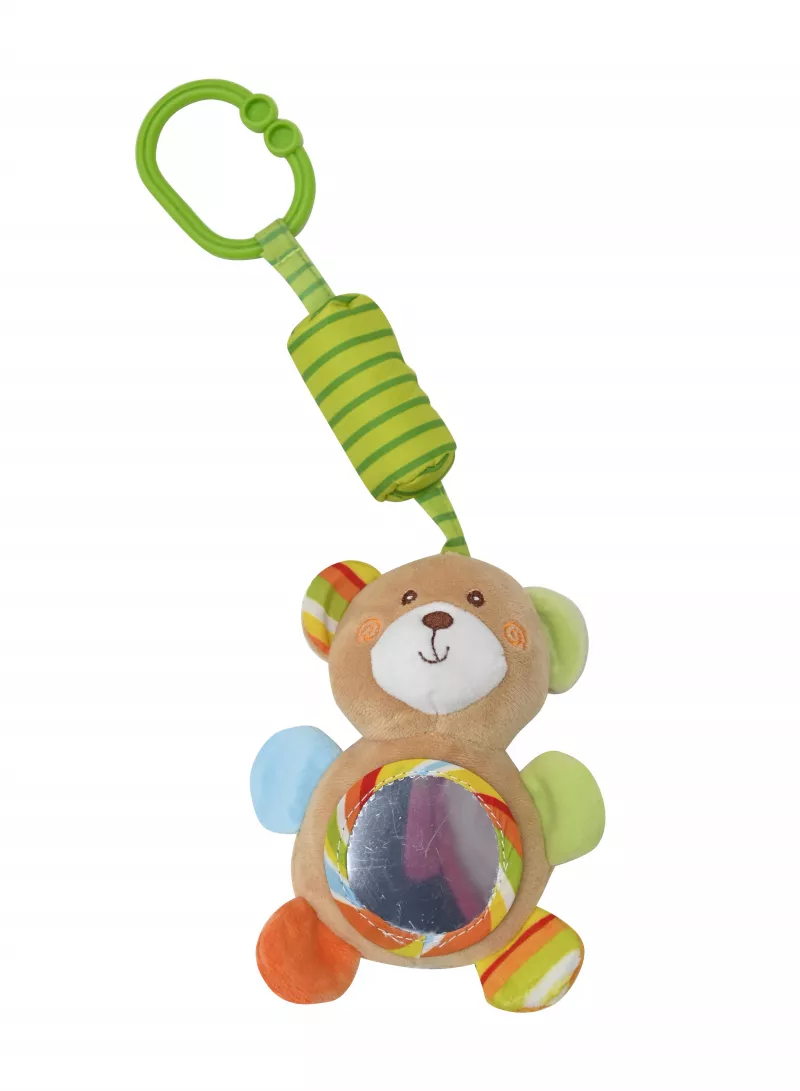 Jucarie de plus, Ursulet, 13 cm, clopotel, cu oglinda, 0 luni+ 1