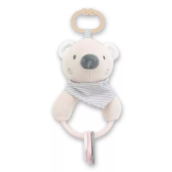 Jucarie de plus, Ursulet beige, 20 cm, cu forme geometrice zornaitoare, 0 luni+ 1