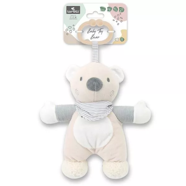 Jucarie de plus, Ursulet beige, 22 cm, zornaitoare, 0 luni+ 2