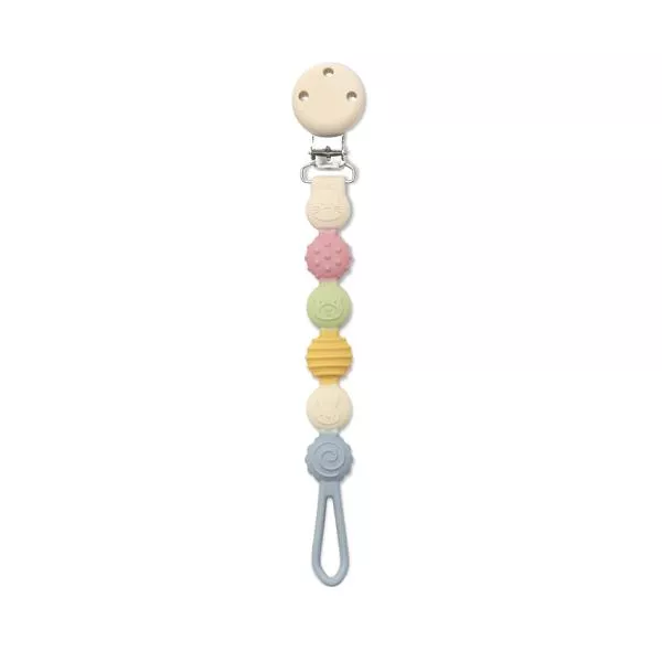 Lant pentru suzeta din silicon, clips de prindere, BPA Free, Blue Mix 1
