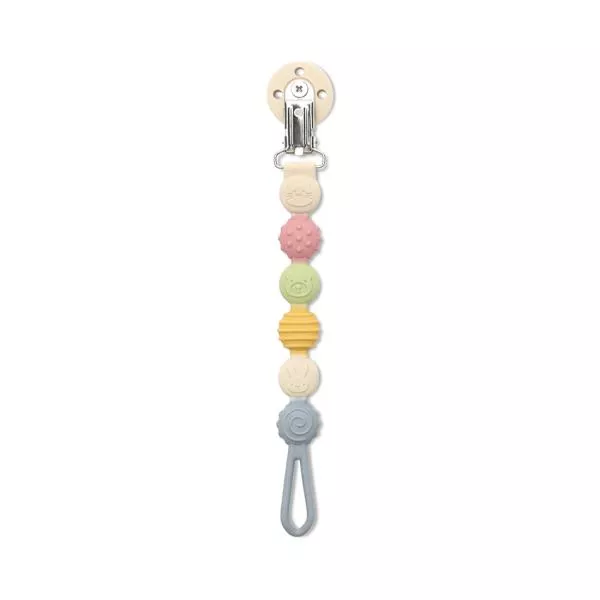 Lant pentru suzeta din silicon, clips de prindere, BPA Free, Blue Mix 2