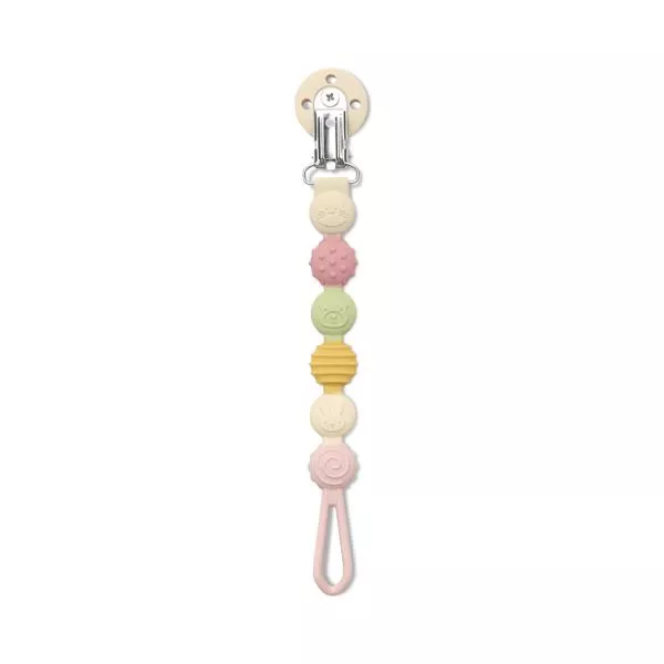 Lant pentru suzeta din silicon, clips de prindere, BPA Free, Pink Mix 2