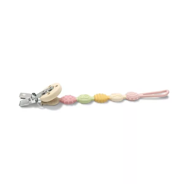 Lant pentru suzeta din silicon, clips de prindere, BPA Free, Pink Mix 3