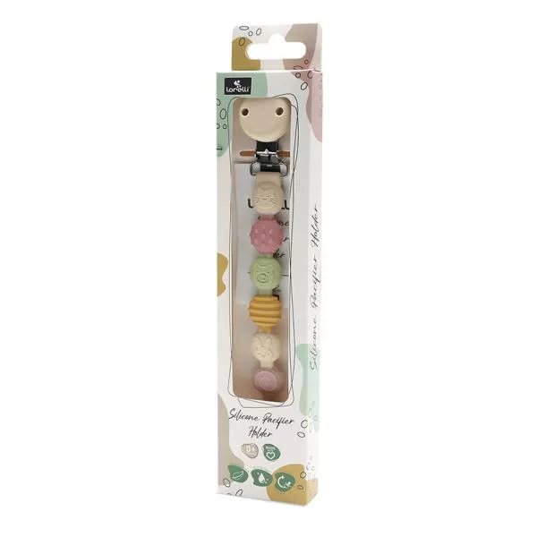 Lant pentru suzeta din silicon, clips de prindere, BPA Free, Pink Mix 4