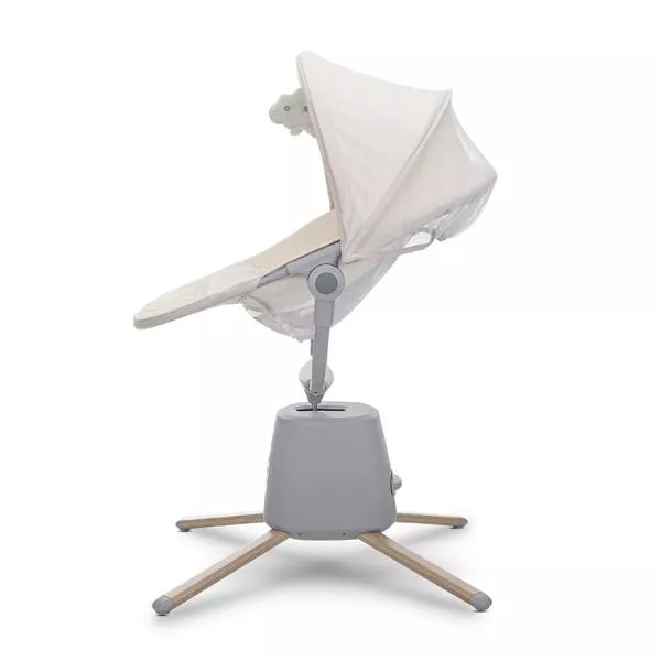 Leagan electric pentru bebelusi, Storky, Bluetooth, telecomanda, 5 viteze de leganare, potrivit 0-6 luni, Beige 7