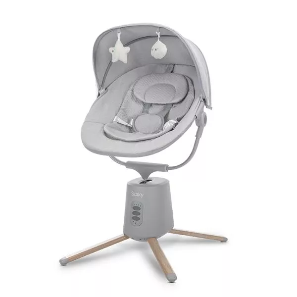 Leagan electric pentru bebelusi, Storky, Bluetooth, telecomanda, 5 viteze de leganare, potrivit 0-6 luni, Grey 3