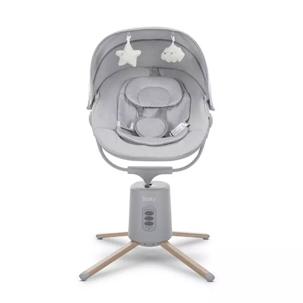 Leagan electric pentru bebelusi, Storky, Bluetooth, telecomanda, 5 viteze de leganare, potrivit 0-6 luni, Grey 5