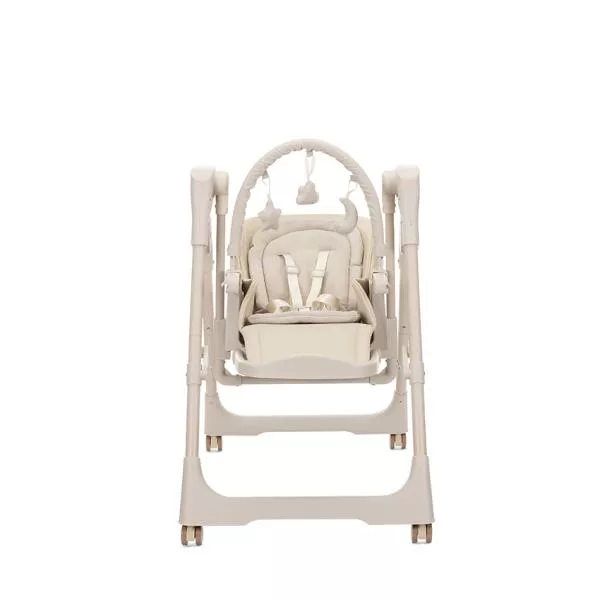 Leagan electric si scaun de masa 2 in 1, Nomino, Bluetooth, telecomanda, 3 viteze de leganare, panou muzical, Beige 5