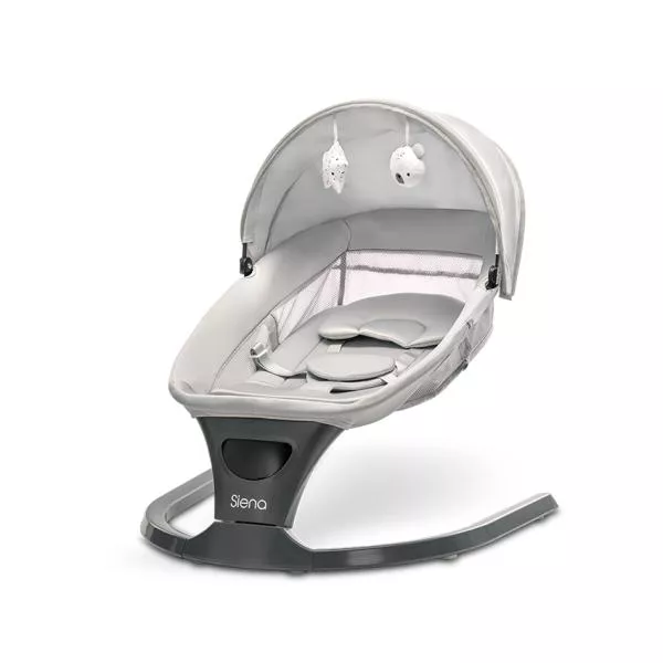 Leagan electric, Siena, potrivit 0-12 luni, 5 viteze de leganare, senzor inteligent de miscare, telecomanda, panou muzical, Light Grey 2