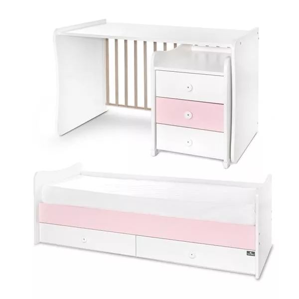 Mobilier multifunctional, Maxi Plus, 70 x 160 cm, transformabil, Trio White Orchid Pink 13