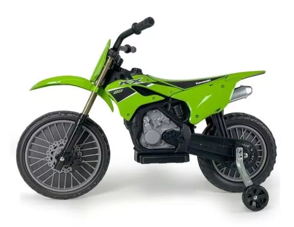 Motocicleta electrica pentru copii, 12V, licentiat Kawasaki KX85, tip cross, cu roti ajutatoare, 3-5 ani, verde 3