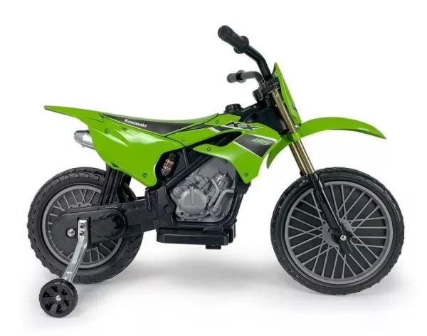 Motocicleta electrica pentru copii, 12V, licentiat Kawasaki KX85, tip cross, cu roti ajutatoare, 3-5 ani, verde 4