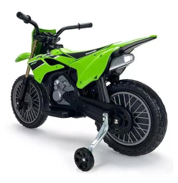Motocicleta electrica pentru copii, 12V, licentiat Kawasaki KX85, tip cross, cu roti ajutatoare, 3-5 ani, verde 6