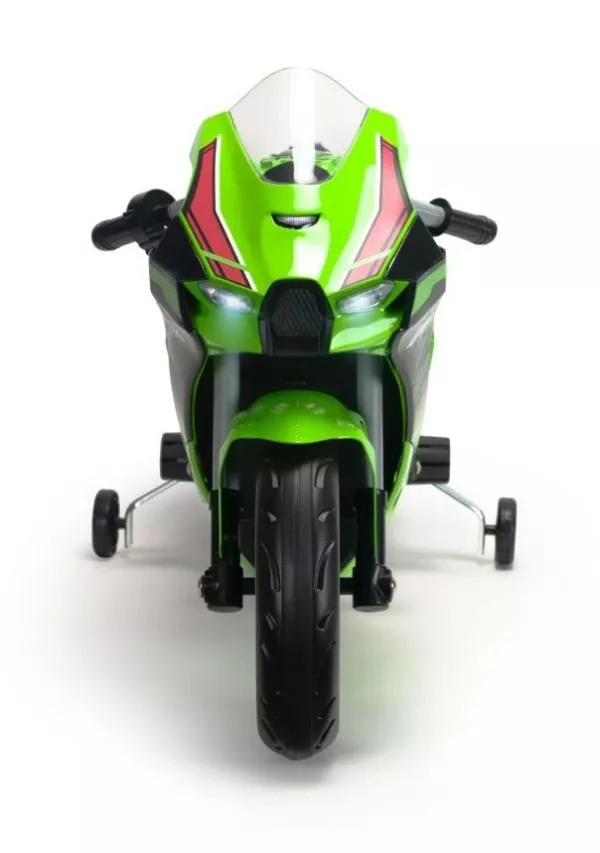 Motocicleta electrica pentru copii, 12V, licentiat Kawasaki Ninja ZX-R10, cu roti ajutatoare, 3-6 ani, verde 3