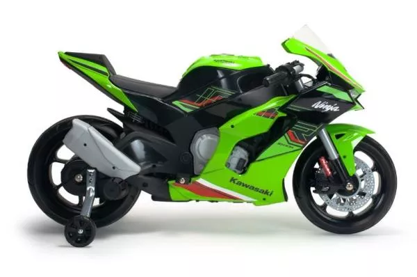 Motocicleta electrica pentru copii, 12V, licentiat Kawasaki Ninja ZX-R10, cu roti ajutatoare, 3-6 ani, verde 4