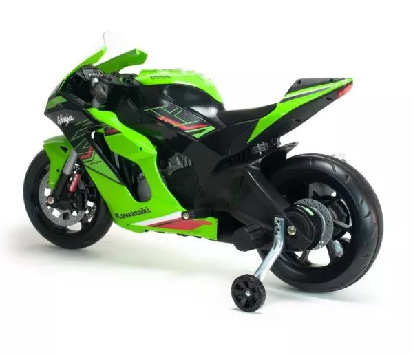 Motocicleta electrica pentru copii, 12V, licentiat Kawasaki Ninja ZX-R10, cu roti ajutatoare, 3-6 ani, verde 6