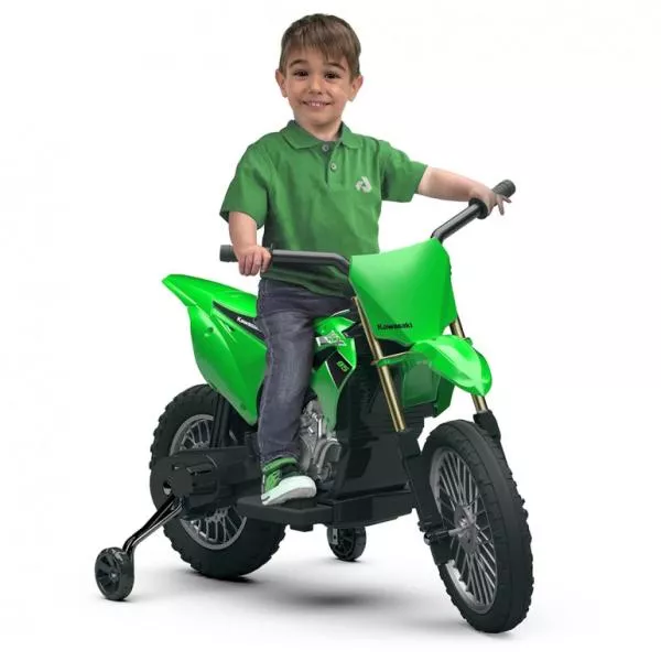 Motocicleta electrica pentru copii, Injusa, licenta Kawasaki KX85, 6V, include roti ajutatoare, 2-5 Ani 5