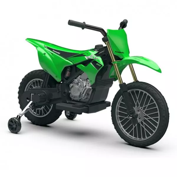 Motocicleta electrica pentru copii, Injusa, licenta Kawasaki KX85, 6V, include roti ajutatoare, 2-5 Ani 1