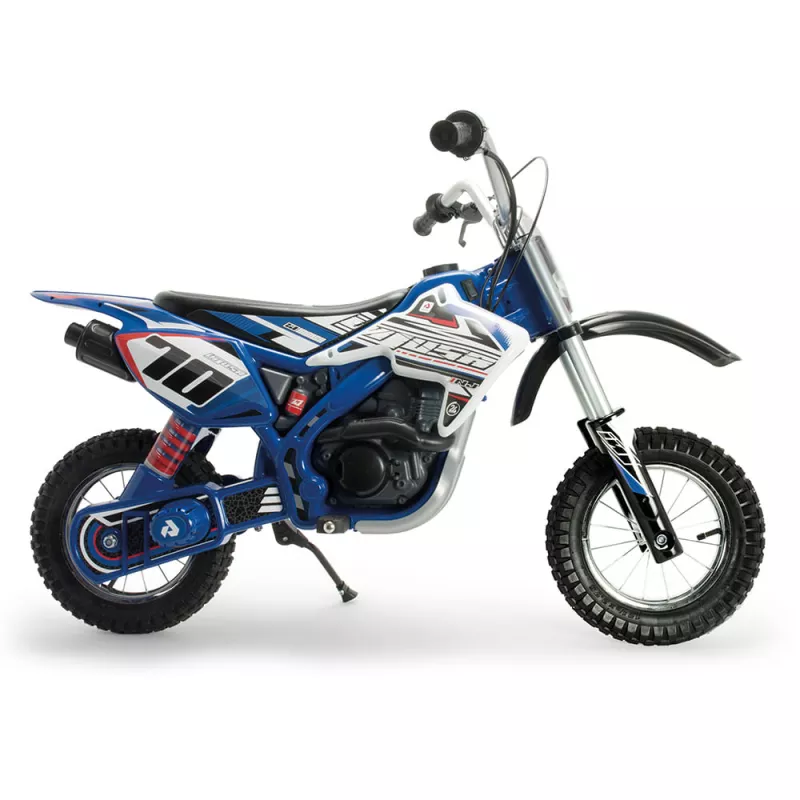 Motocicleta electrica pentru copii Injusa, X-Treme, Blue Fighter, 24V, pentru orice tip de teren, roti gonflabile, 6 ani+, Alb cu Albastru 3