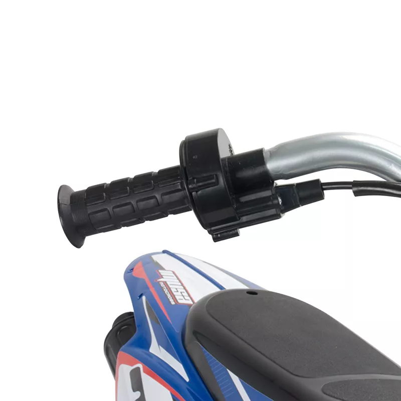 Motocicleta electrica pentru copii Injusa, X-Treme, Blue Fighter, 24V, pentru orice tip de teren, roti gonflabile, 6 ani+, Alb cu Albastru 5