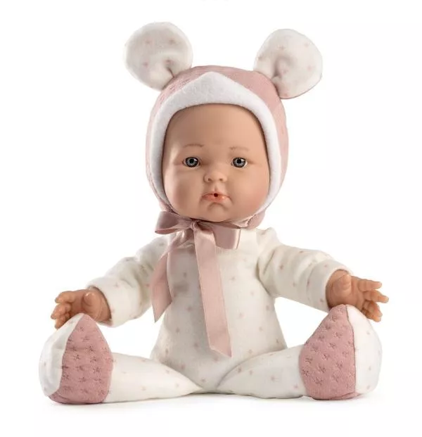 Papusa bebelus fetita, 36 cm, corp moale textil, usoara, potrivita pentru copii mici 1