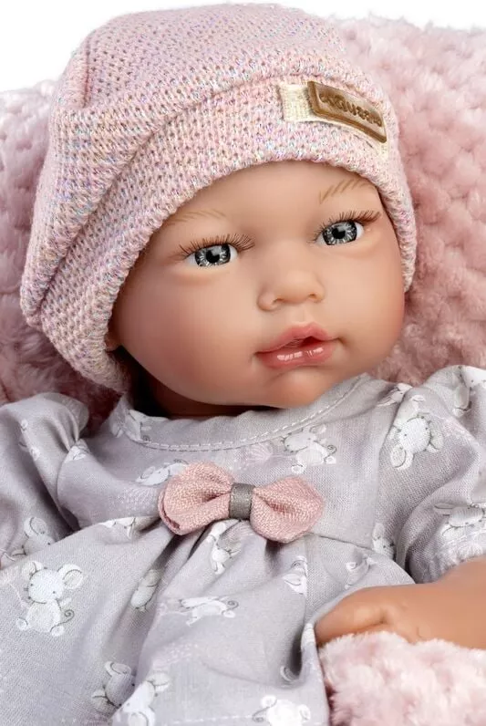 Papusa clasica, Claudia, 38 cm, corp complet din vinil, cu hainute si patura 3