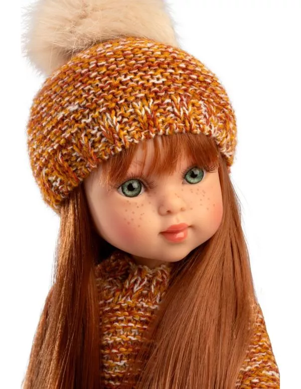 Papusa fashion, Penelope Copenhagen, 33 cm, par lung roscat, corp din vinil, cu outfit complet 3