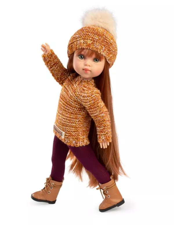 Papusa fashion, Penelope Copenhagen, 33 cm, par lung roscat, corp din vinil, cu outfit complet 2