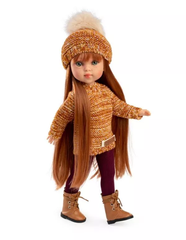 Papusa fashion, Penelope Copenhagen, 33 cm, par lung roscat, corp din vinil, cu outfit complet 1