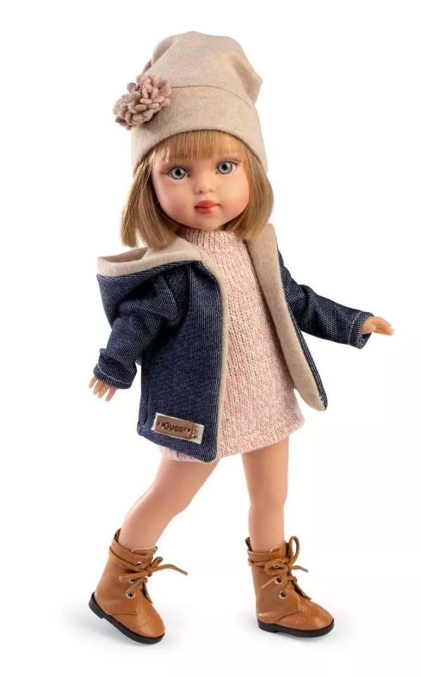 Papusa fashion, Penelope Madrid, 33 cm, par blond drept, corp din vinil, cu outfit complet 1
