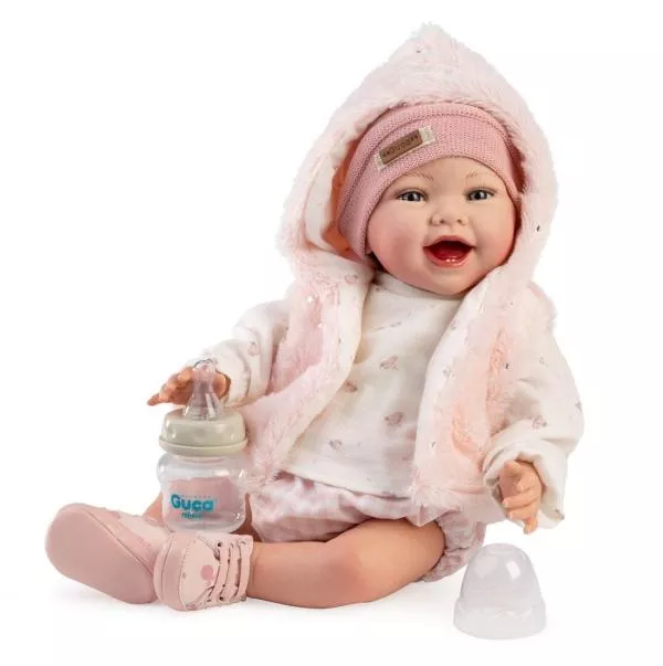 Papusa reborn Elsa, 42 cm, pictata manual, corp textil si membre din vinil, cu accesorii incluse 1