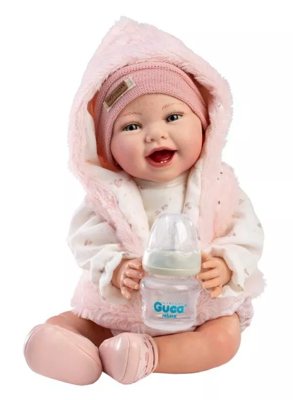 Papusa reborn Elsa, 42 cm, pictata manual, corp textil si membre din vinil, cu accesorii incluse 2