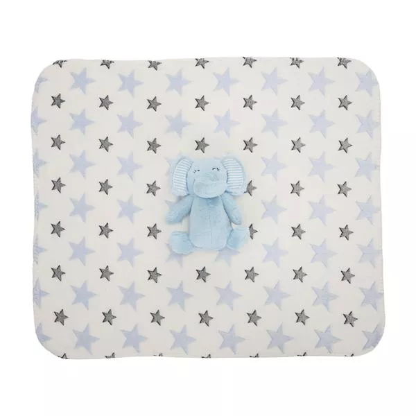 Paturica moale cu jucarie din plus elefant, Nappy, 90 x 75 cm, 0 luni+, Blue 3