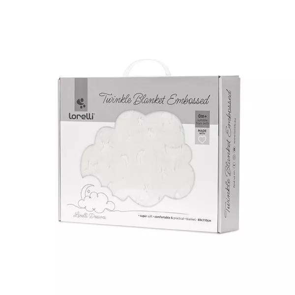 Paturica pentru bebelusi, Twinkle, material moale, model decorativ in relief, 80 x 110 cm, 0 luni+, White 1