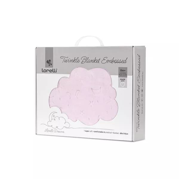Paturica pentru bebelusi, Twinkle, material moale, model decorativ in relief, 80 x 110 cm, 0 luni+, Pink 1