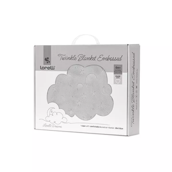 Paturica pentru bebelusi, Twinkle, material moale, model decorativ in relief, 80 x 110 cm, 0 luni+, Grey 1