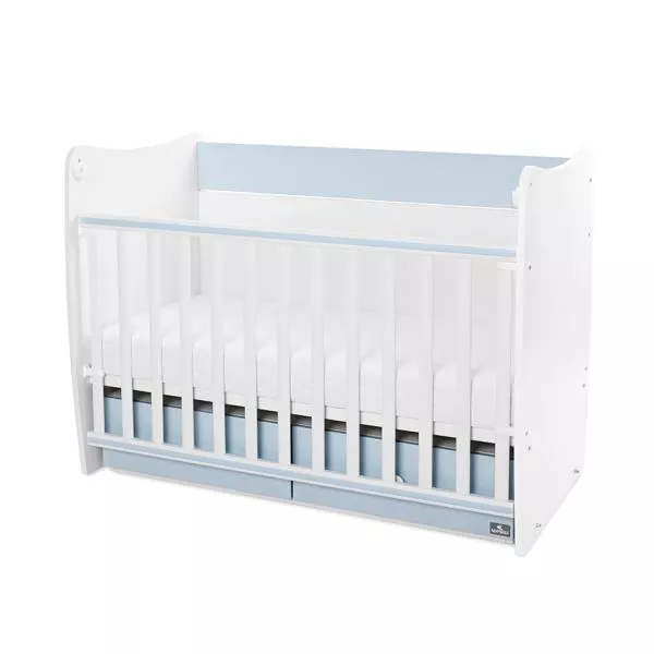 Patut balansoar, Matrix, 60 x 120 cm, transformabil, White Baby Blue 3
