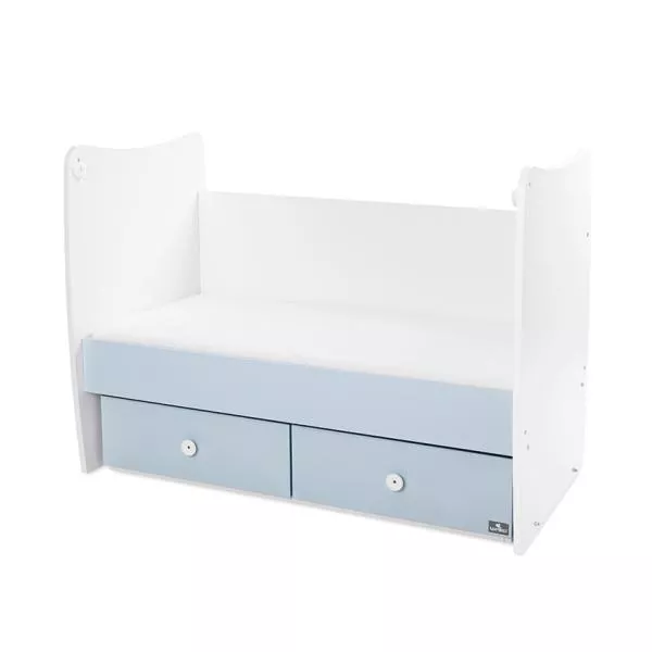 Patut balansoar, Matrix, 60 x 120 cm, transformabil, White Baby Blue 5